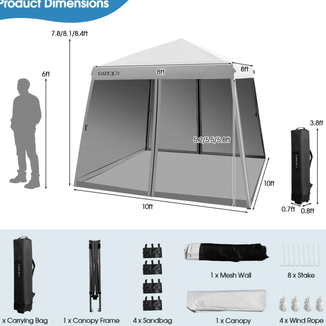 Tangkula 10x10 Ft Pop Up Canopy with Netting