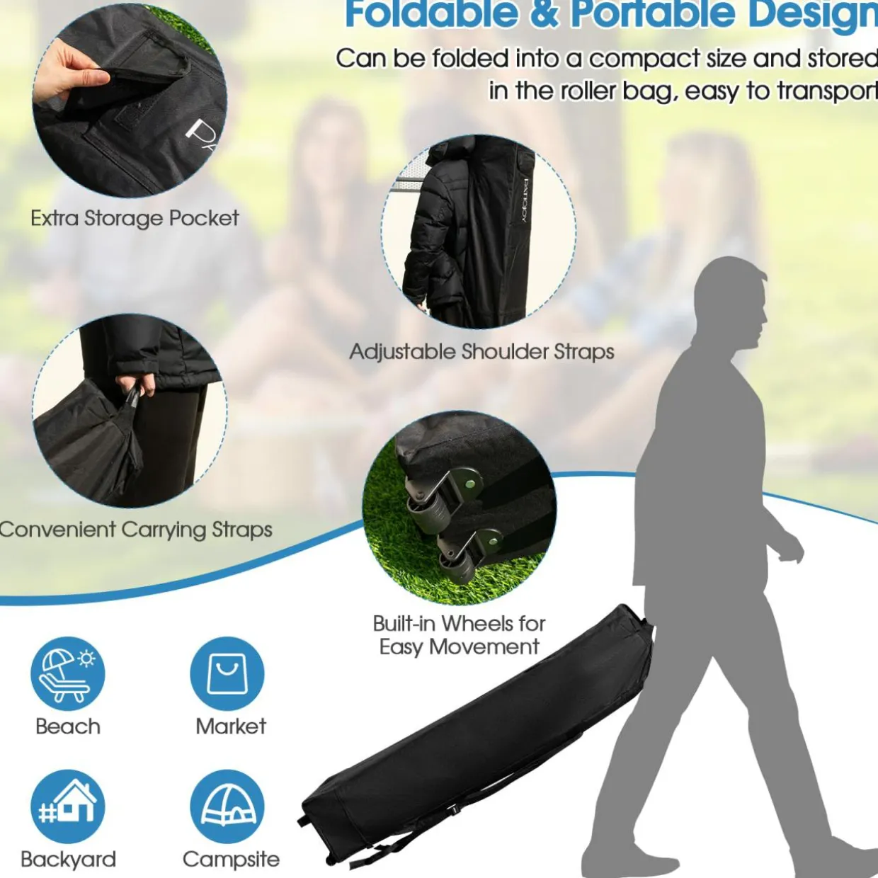 Tangkula 10x10 Ft Pop Up Canopy with Netting
