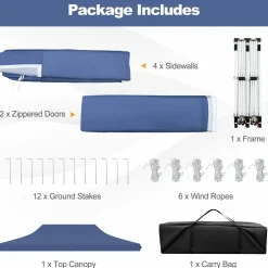 Tangkula 10x20 Ft Pop Up Canopy with 6 Sidewalls, Instant Setup Canopy Tent with 2 Zippered Door, Windows, Carrying Bag