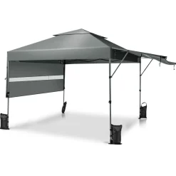 Tangkula 10x17.6 Ft Pop Up Canopy with Adjustable Dual Awnings, Easy Setup Instant Tent for Patio, Market, Picnic