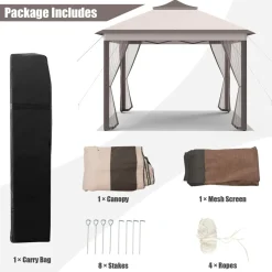 Tangkula 11x11 Ft Pop up Gazebo, 2-Tier Patio Gazebo with Netting, Carry Bag