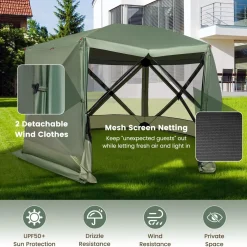 Tangkula 11.5x11.5 Ft Pop Up Gazebo with Netting, Portable Screen Tent with 6 Sided Mesh Walls
