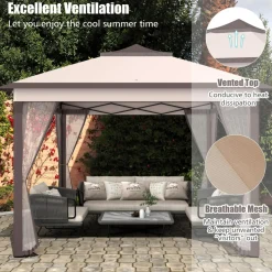 Tangkula 11x11 Ft Pop up Gazebo, 2-Tier Patio Gazebo with Netting, Carry Bag