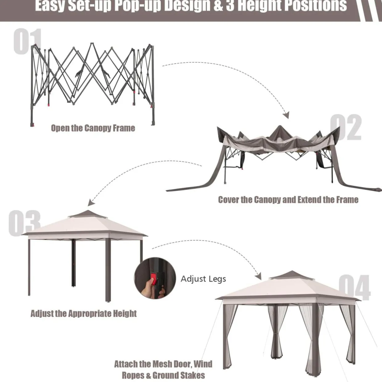 Tangkula 11x11 Ft Pop up Gazebo, 2-Tier Patio Gazebo with Netting, Carry Bag