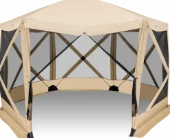 Tangkula 11.5x11.5 Ft Pop Up Gazebo with Netting, Portable Screen Tent with 6 Sided Mesh Walls