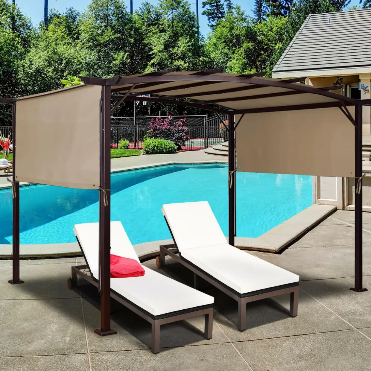 Tangkula 17x7 Ft Universal Pergola Replacement Canopy, Outdoor Canopy Shade Cover