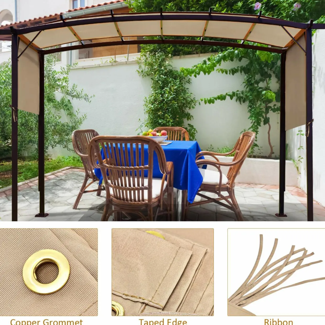 Tangkula 17x7 Ft Universal Pergola Replacement Canopy, Outdoor Canopy Shade Cover