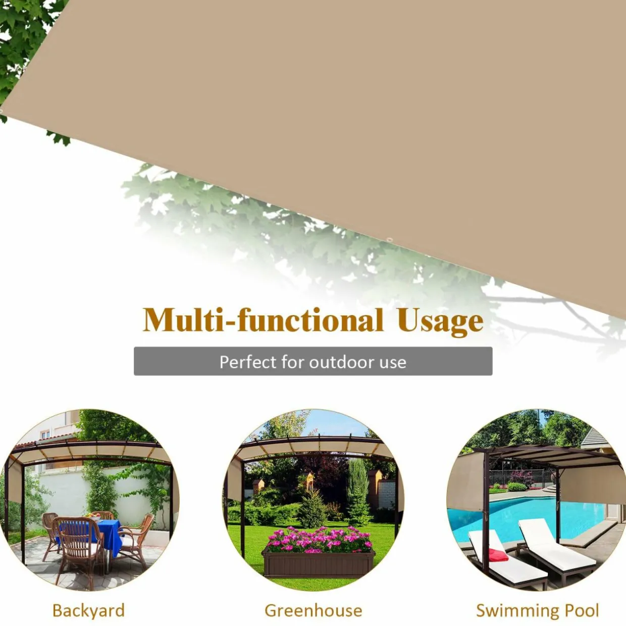 Tangkula 17x7 Ft Universal Pergola Replacement Canopy, Outdoor Canopy Shade Cover
