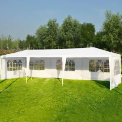 Tangkula 10'x30' Outdoor Canopy Tent Heavy Duty Party Wedding Event Tent Sturdy Steel Frame with 5 Removable Sidewalls Waterproof