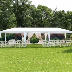 Tangkula 10'x30' Outdoor Canopy Tent Heavy Duty Party Wedding Event Tent Sturdy Steel Frame with 5 Removable Sidewalls Waterproof