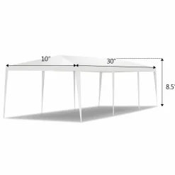Tangkula 10'x30' Outdoor Canopy Tent Heavy Duty Party Wedding Event Tent Sturdy Steel Frame with 5 Removable Sidewalls Waterproof