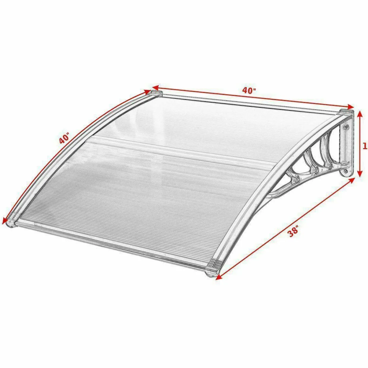 Tangkula 40"x40" Window Awning, Modern Polycarbonate Front Door Canopy