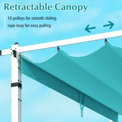 Tangkula 10x12Ft Aluminum Pergola, Patio Pergola with Retractable Sun Shade Canopy, Extra Large Patio Shelter Pavilion