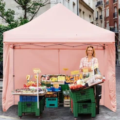 Tangkula 10x10ft Ez Pop up Canopy Tent, Commercial Instant Canopy with 8 Removable Zippered Sidewalls & Extended Awning