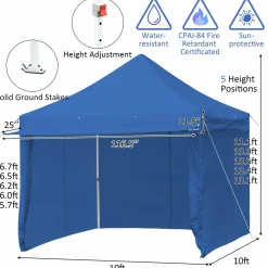 Tangkula 10x10ft Ez Pop up Canopy Tent, Commercial Instant Canopy with 8 Removable Zippered Sidewalls & Extended Awning