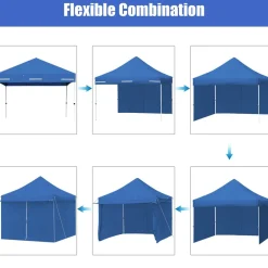 Tangkula 10x10ft Ez Pop up Canopy Tent, Commercial Instant Canopy with 8 Removable Zippered Sidewalls & Extended Awning