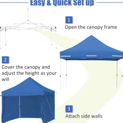 Tangkula 10x10ft Ez Pop up Canopy Tent, Commercial Instant Canopy with 8 Removable Zippered Sidewalls & Extended Awning