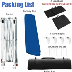 Tangkula 10x10ft Ez Pop up Canopy Tent, Commercial Instant Canopy with 8 Removable Zippered Sidewalls & Extended Awning
