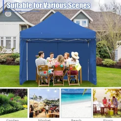 Tangkula 10x10ft Ez Pop up Canopy Tent, Commercial Instant Canopy with 8 Removable Zippered Sidewalls & Extended Awning