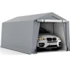 Tangkula 10x16Ft Heavy-Duty Carport, Outdoor Portable Garage with Reinforced Triangular Beams, Galvanized Steel Frame
