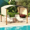 Tangkula 10x12Ft Pergola, Arched Patio Pergola with Retractable Sun Shade Canopy