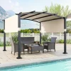Tangkula 10x10Ft Pergola, Patio Pergola with Retractable Sun Shade Canopy, Extra Large Patio Shelter Pavilion