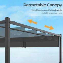 Tangkula 10x10Ft Pergola, Patio Pergola with Retractable Sun Shade Canopy