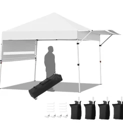 Tangkula 10x17FT Pop Up Canopy Tent, Portable Outdoor Tent w/ Adjustable Dual Awnings