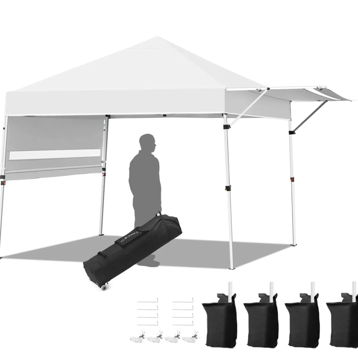 Tangkula 10x17FT Pop Up Canopy Tent, Portable Outdoor Tent w/ Adjustable Dual Awnings