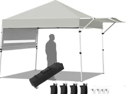 Tangkula 10x17FT Pop Up Canopy Tent, Portable Outdoor Tent w/ Adjustable Dual Awnings