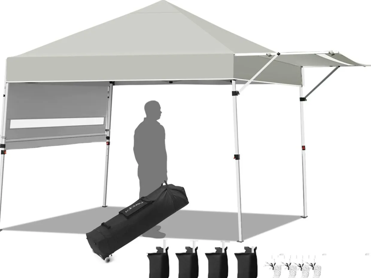 Tangkula 10x17FT Pop Up Canopy Tent, Portable Outdoor Tent w/ Adjustable Dual Awnings