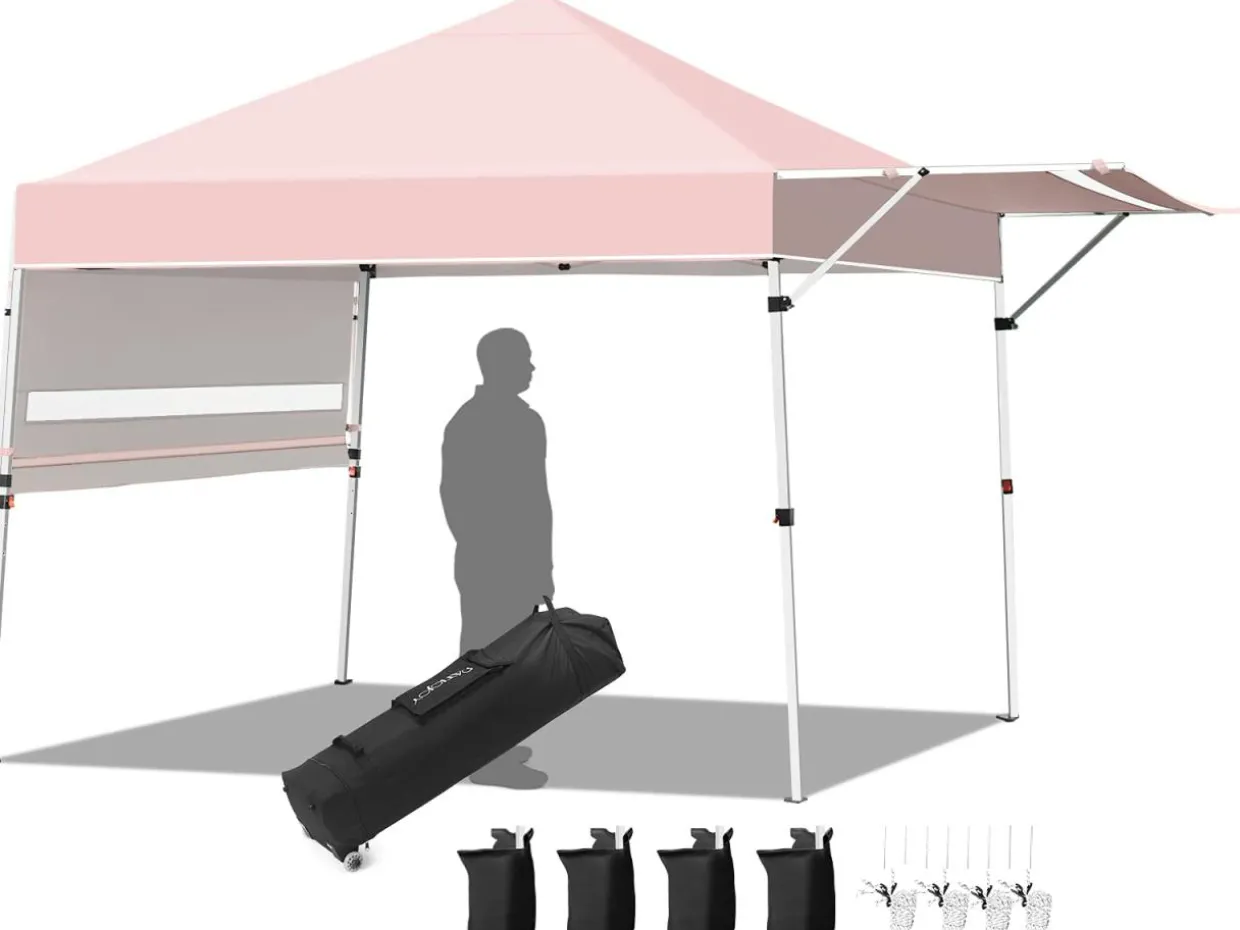 Tangkula 10x17FT Pop Up Canopy Tent, Portable Outdoor Tent w/ Adjustable Dual Awnings
