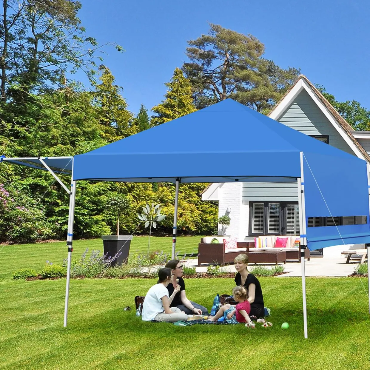 Tangkula 10x17FT Pop Up Canopy Tent, Portable Outdoor Tent w/ Adjustable Dual Awnings