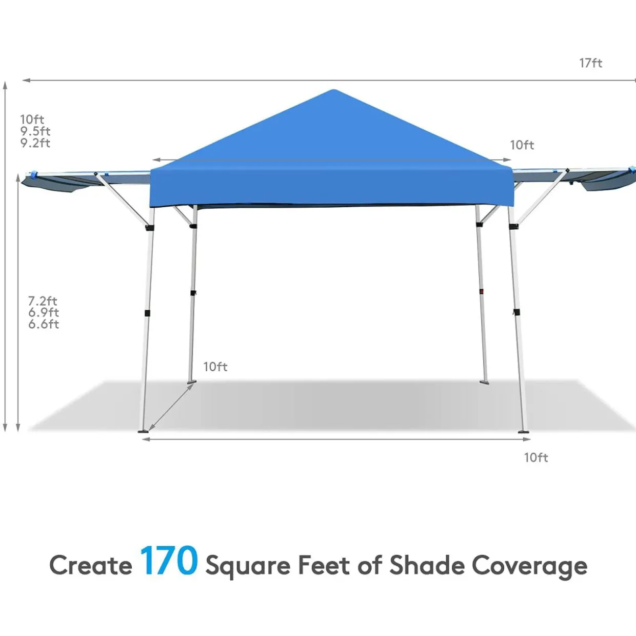 Tangkula 10x17FT Pop Up Canopy Tent, Portable Outdoor Tent w/ Adjustable Dual Awnings