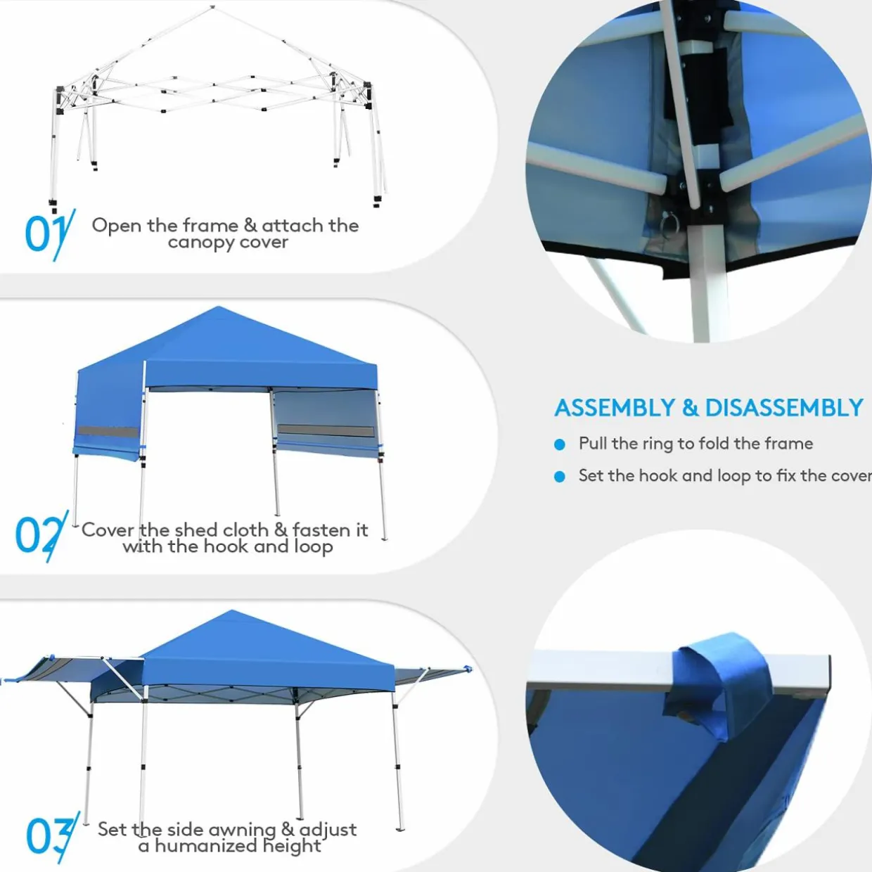 Tangkula 10x17FT Pop Up Canopy Tent, Portable Outdoor Tent w/ Adjustable Dual Awnings
