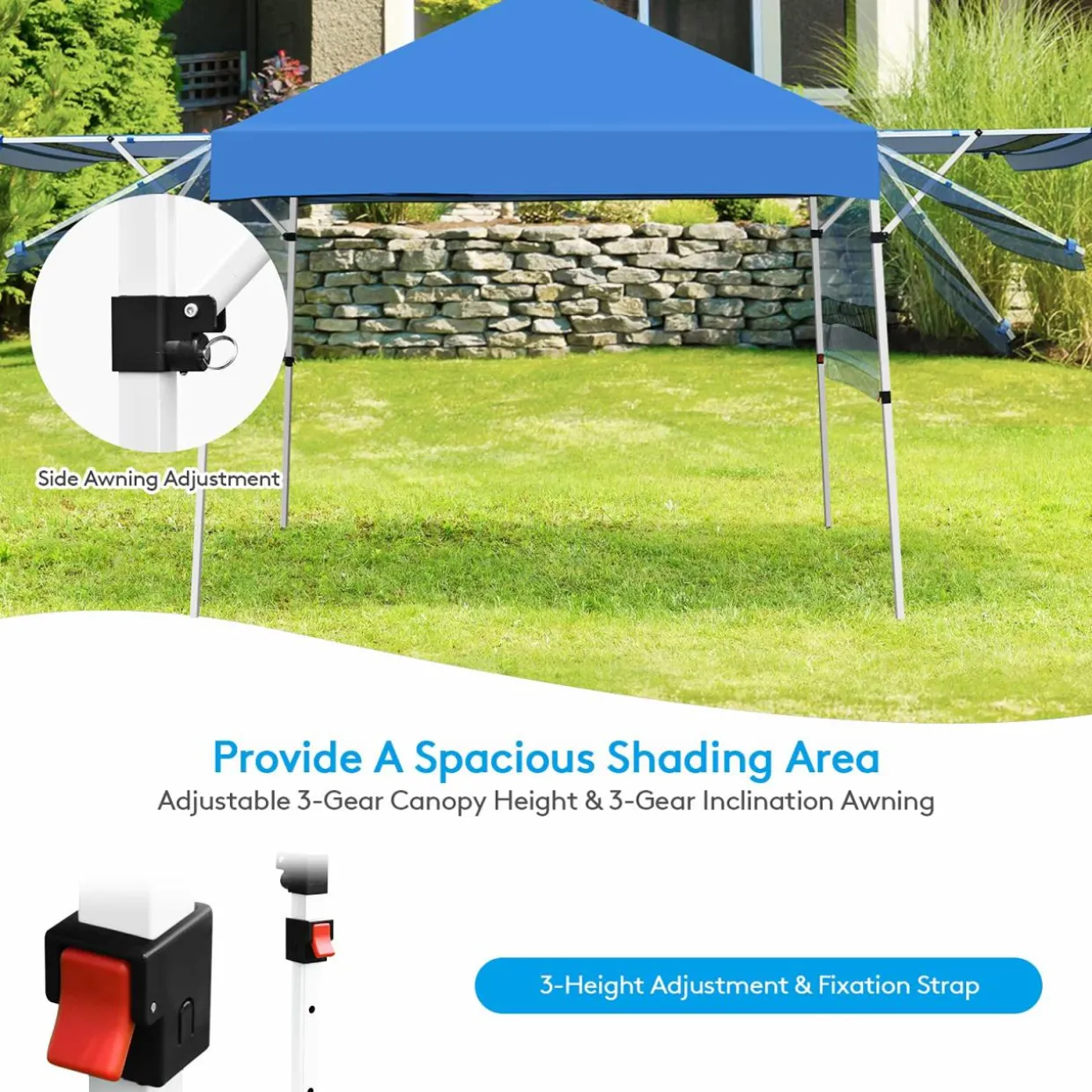 Tangkula 10x17FT Pop Up Canopy Tent, Portable Outdoor Tent w/ Adjustable Dual Awnings
