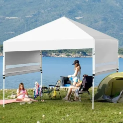 Tangkula 10x17FT Pop Up Canopy Tent, Portable Outdoor Tent w/ Adjustable Dual Awnings