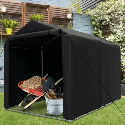 Tangkula 7x5.2Ft Portable Shed, Outdoor Storage Shelter with Waterproof Cover & Roll-up Zipper Door