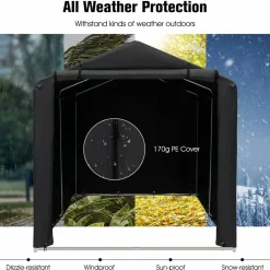 Tangkula 7x5.2Ft Portable Shed, Outdoor Storage Shelter with Waterproof Cover & Roll-up Zipper Door