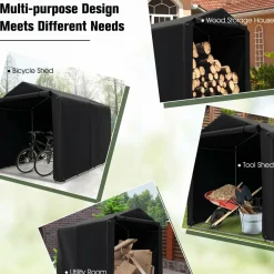 Tangkula 7x5.2Ft Portable Shed, Outdoor Storage Shelter with Waterproof Cover & Roll-up Zipper Door