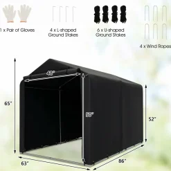 Tangkula 7x5.2Ft Portable Shed, Outdoor Storage Shelter with Waterproof Cover & Roll-up Zipper Door