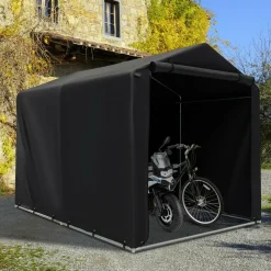 Tangkula 7x5.2Ft Portable Shed, Outdoor Storage Shelter with Waterproof Cover & Roll-up Zipper Door