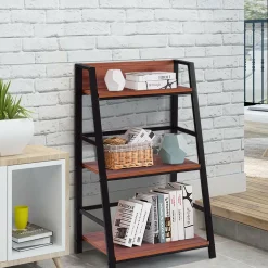 3-Tier Ladder Shelf Home Office Bookshelf Plant Display Stand Storage Shelves Multipurpose Corner Shelf Bookcase