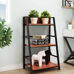 3-Tier Ladder Shelf Home Office Bookshelf Plant Display Stand Storage Shelves Multipurpose Corner Shelf Bookcase