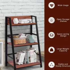 3-Tier Ladder Shelf Home Office Bookshelf Plant Display Stand Storage Shelves Multipurpose Corner Shelf Bookcase