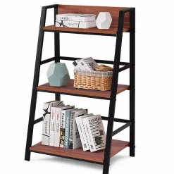 3-Tier Ladder Shelf Home Office Bookshelf Plant Display Stand Storage Shelves Multipurpose Corner Shelf Bookcase