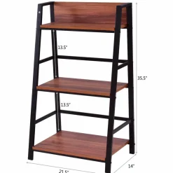 3-Tier Ladder Shelf Home Office Bookshelf Plant Display Stand Storage Shelves Multipurpose Corner Shelf Bookcase