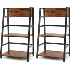 3-Tier Ladder Shelf Home Office Bookshelf Plant Display Stand Storage Shelves Multipurpose Corner Shelf Bookcase