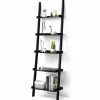 5-Tier Ladder Shelf, Wall-Leaning Bookshelf w/ Open Shelves, Plant Flower Stand