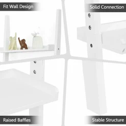 5-Tier Ladder Shelf, Wall-Leaning Bookshelf w/ Open Shelves, Plant Flower Stand